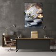 thumbnail image 5 of Mudket White Orchid Flowers with Stones and Candles Canvas Wall Art, Calming Botanical Wall Decor, Framed Ready to Hang for Living Room Bedroom Bathroom Office, Relaxing Floral Poster - 12"L x 8"W, 5 of 10