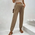 thumbnail image 2 of Besolor Women's Cropped Pants Cross High Waist Straight Leg Pants Casual Loose Comfy Lounge Trouser with Pockets, 2 of 6