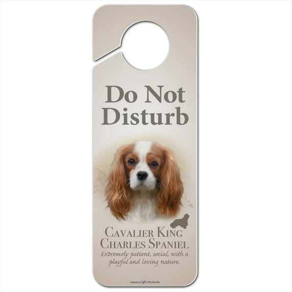 Cavalier King Charles Spaniel Dog Breed Plastic Door Knob Hanger Sign