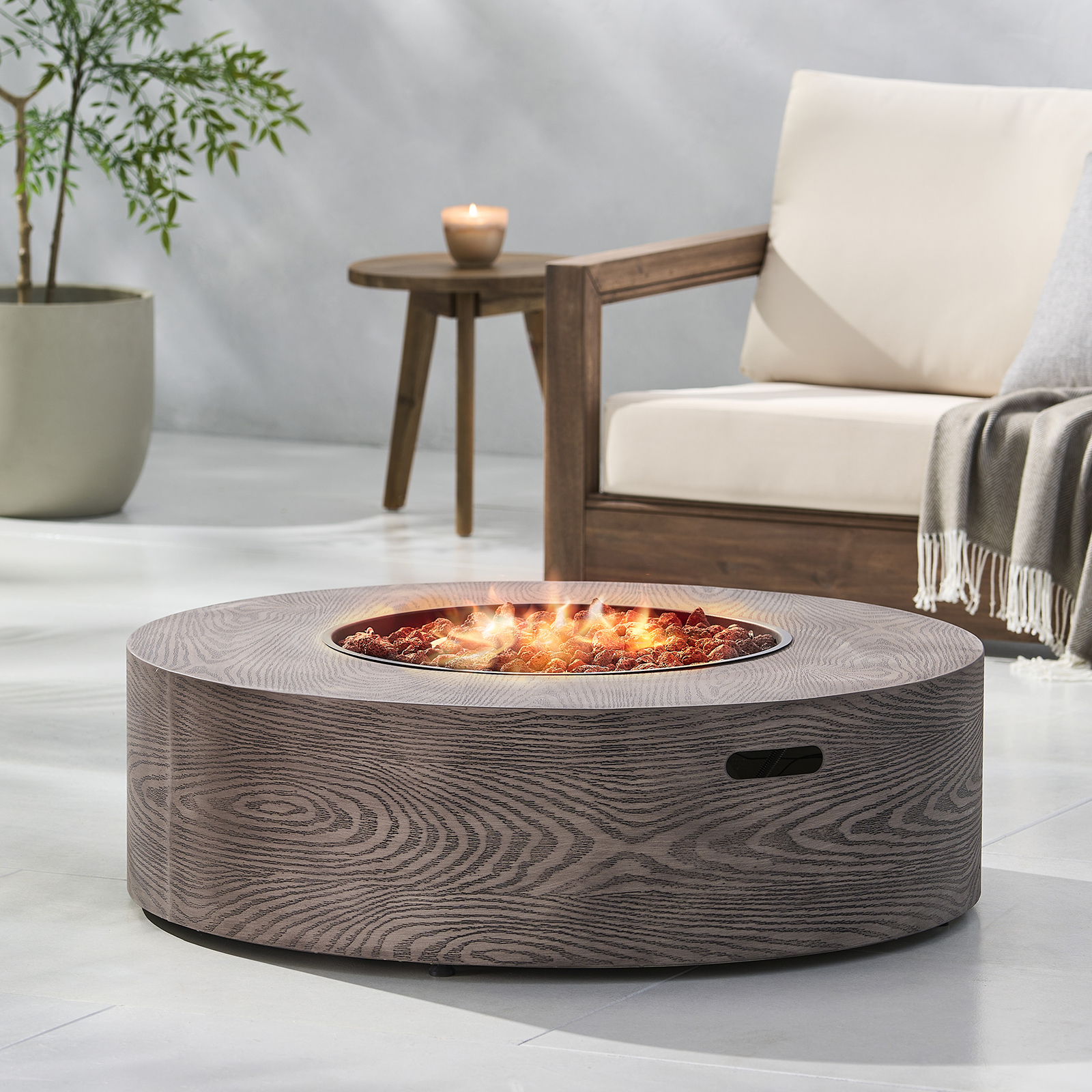 HZWDD 38" Propane Outdoor Fire Pit Table, Round Propane Gas Patio Fire Table 50000 BTU for Deck, Backyard and Pool
