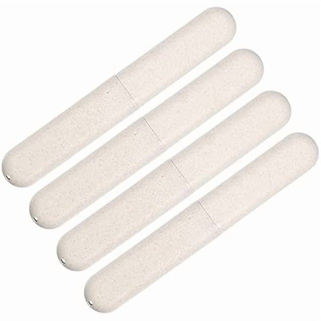wonima02 4pcs, Traveling Toothbrush Holders Case, PP Toothbrush Case for Travel Business, Beige, 8.07''x1.22''x0.83''