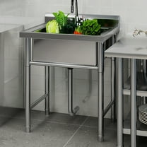 DEXTRUS Stainless Steel Utility Sink, Single Bowl NSF Commercial Sink for Restaurant Laundry Bathroom Garage