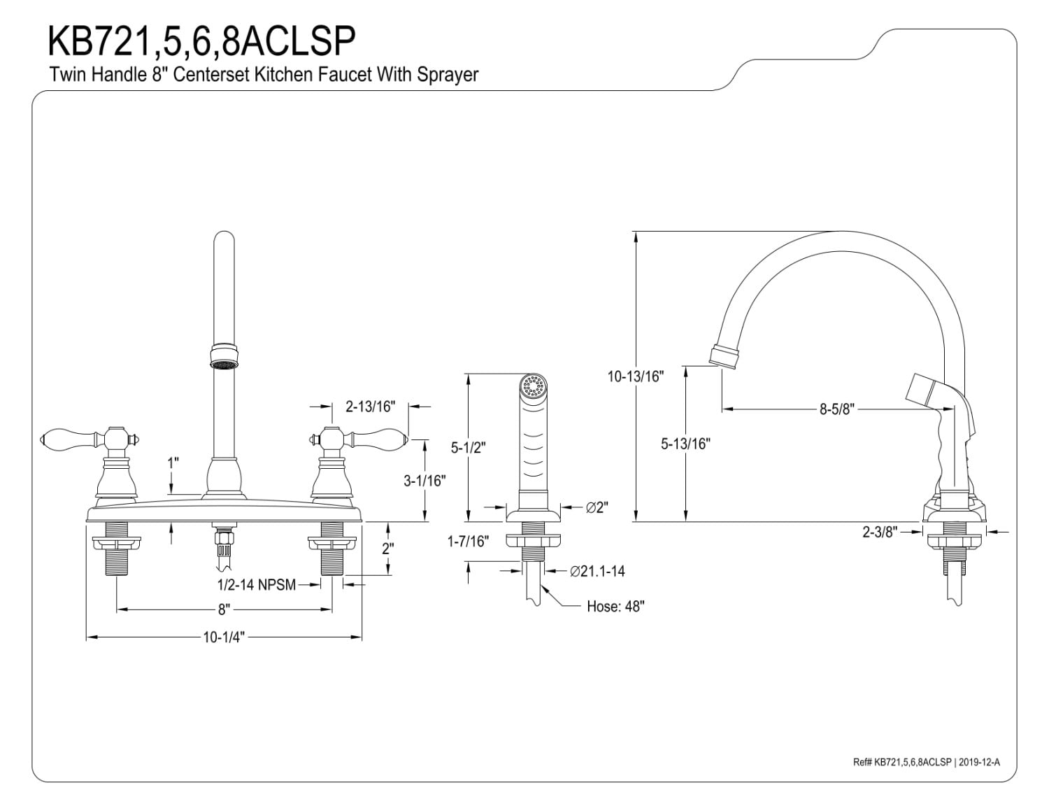Kingston Brass KB726ACLSP American Classic Centerset Kitchen Faucet with Side Sprayer, Antique Copper