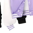 thumbnail image 6 of CAICJ98 Boys Girls Sweatsuits 2 Piece Fall Winter Outfits Toddler Kids Color Block Long Sleeve Button Down Top Varsity BaseBall Jacket and Sweatpants Clothes Set (Purple,9-10 Years), 6 of 7