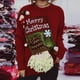 thumbnail image 3 of Suéter navideño holgado y grueso con cuello redondo y bolsillo decorativo, jersey rojo de Año Nuevo para mujer, calcetín navideño de Papá Noel, 3 of 4