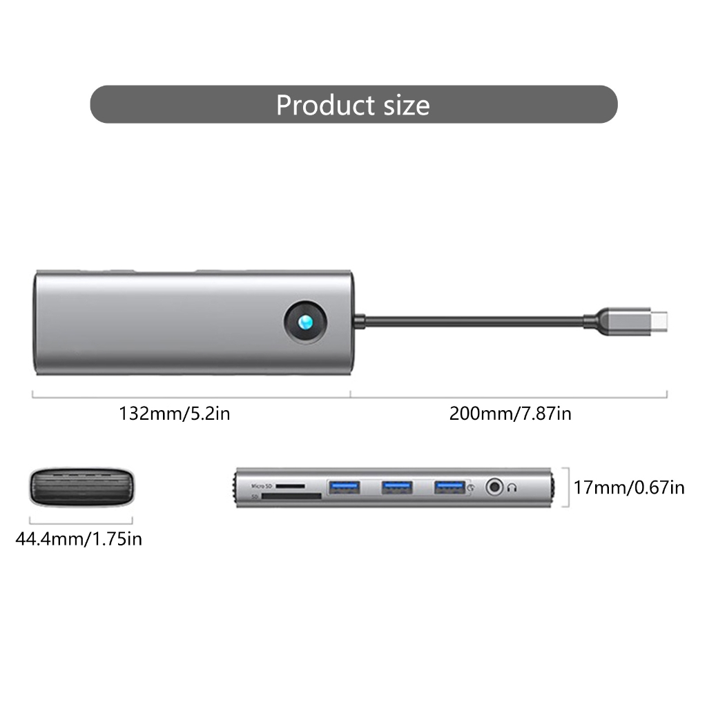 WINDLAND USB C Docking Station 5Gbps 4K30Hz Video USB 3.0 Adapter HUB RJ45 PD100W Fast
