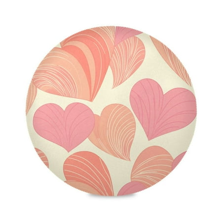 

15.4inch Round Placemats DIY Printing Design Suitable for Kitchen Table Party Decoration Pink and Peach Hearts