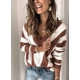 thumbnail image 3 of Suéter de punto desgastado rasgado de manga larga con cuello en V para mujer S-2XL, 3 of 4