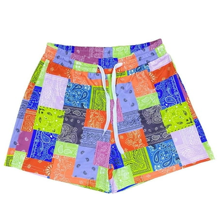 ZPYESWOW Tummy Control Biker Shorts Women s Summer Patchwork Print Casual Fashion Beach Shorts Stretch Beach Pants Womens Jeans Shorts Green XS