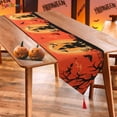 thumbnail image 2 of Spencer Halloween Decorative Table Runner Linen Table Cloth with Tassels for Halloween Dinner Parties Supplies Home Decorations （Castle）, 2 of 8