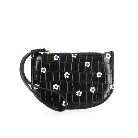 Free Assembly Women's Wristlet Wallet, Croco Black Print