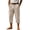 Yellow, variant on WIZUTIZ Men's Striped Linen Cropped Pants Elastic Waist Button Fly Pockets Summer Casual Loose Fit Breathable Lightweight Comfortable Trousers