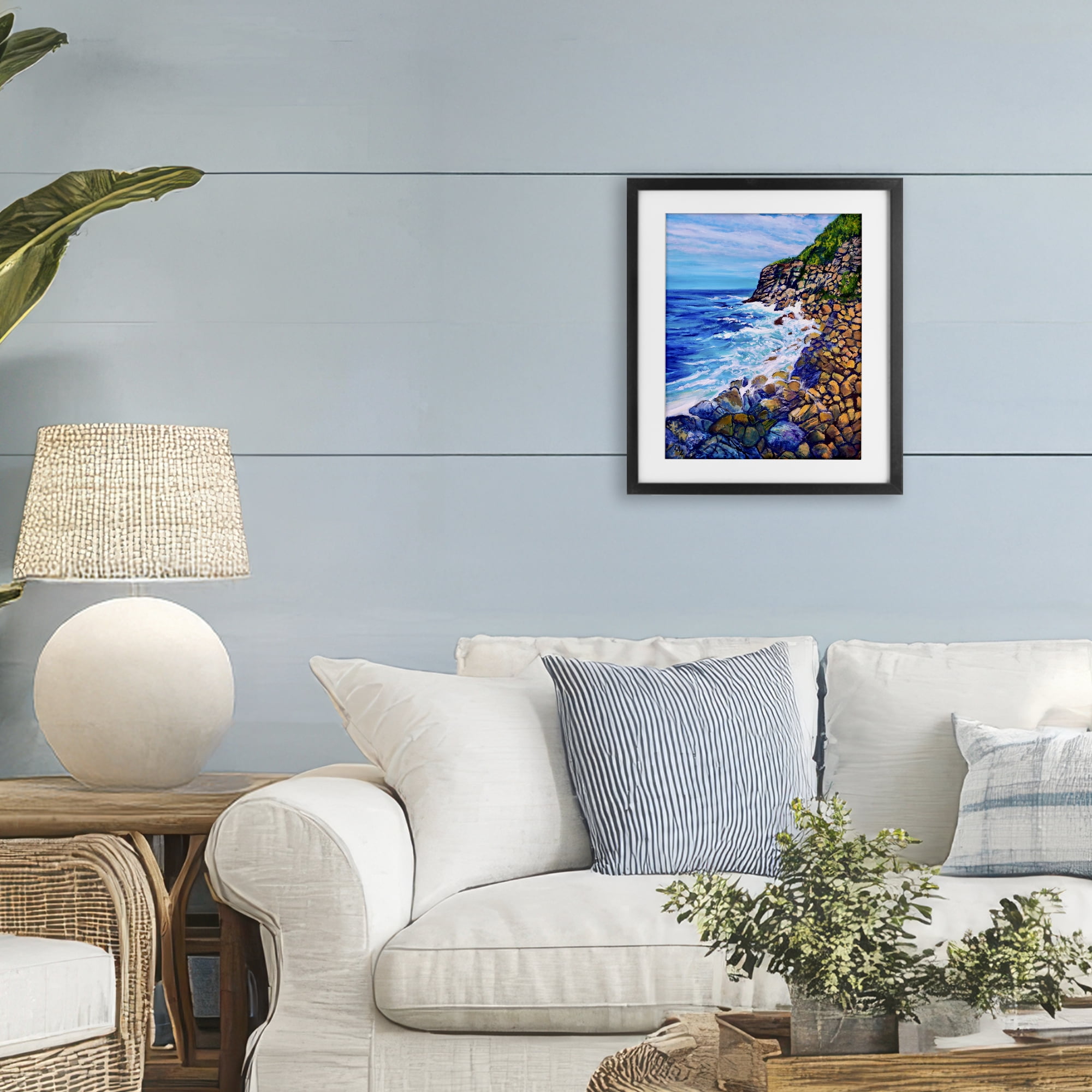 Stupell Industries Cliffside Ocean Spray Black Framed Print Under Glass, design by Lee Ann Zirbes