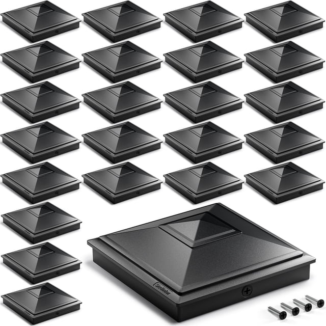 Tapas de Poste Pirámide 5x5 SIEDiNLAR Impermeables Negras Paquete de 24