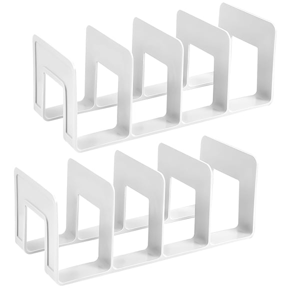 2 Pieces Cream-colored File Organizer for Desk with 4 Compartments, Purse Organizer for Closet Vertical Paper Notebook Magazines Storage, Shelf Dividers Holder in Home and Office