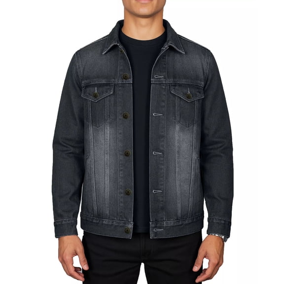 BLU ROCK MEN'S REGULAR-FIT CLASSIC DENIM JACKET - SIZE: M - BLACK