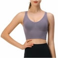 thumbnail image 3 of Cotton Bras for Women Yoga Bras Solid Sleeveless Cold Shoulder Casual Tanks Blouse Tops V-Neck Seamless Bra Feature Hook and Eye Closure Push-up Bra Style Y-542 , Purple XXL, 3 of 5