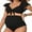 Black, variant on Sociala Maternity Ribbed Bikini Sets Ruffle Sleeve High Waisted Bathing Suit Two Piece Swimsuit