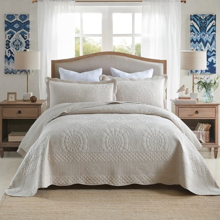 marcielo 3-piece 100% cotton oversized bedspread quilt set coverlet set farmhouse bedding set tf