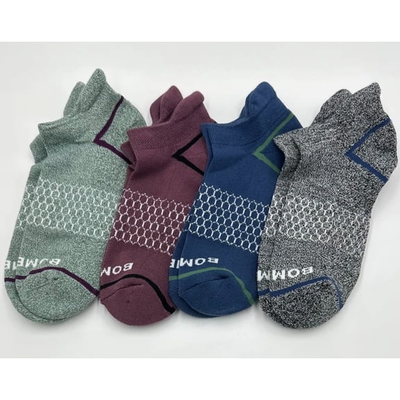 4 pairs BOMBAS Men's honeycomb Cushion Ankle Socks Size Large 4 Colors Mix