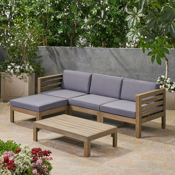 Wood Outdoor Furniture Patio Sofa Set, Wood Outdoor Sofa With Cushions