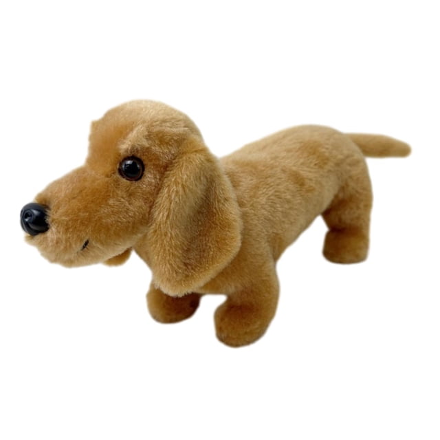 Muñeco de perro salchicha creativo con reposacabezas y respaldo, juguete de peluche para cachorro. Marrón claro