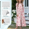 thumbnail image 6 of DISNIMO Pink Flower Long Sleeve Dress for Kids Dresses for Girls 11-12 Long Sleeve Girls Dress with Pockets Kids Swing Dress Long Sleeve for Kids Midi Dress Fall Crew Neck Dress for Kids, 6 of 7