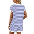 thumbnail image 5 of WAYUTE Womens Sets 2 Piece Outfits Casual Loose Fit Striped Knit Short Sleeve T Shirts Top and Shorts Trendy Summer Outfit, 5 of 6