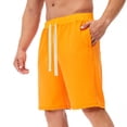 thumbnail image 2 of SWSMCLT Men's Cotton Blend Shorts Gym Bermuda Shorts Casual Drawstring Summer Elastic Waist Orange Medium, 2 of 4