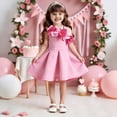 thumbnail image 2 of Ashirexll Robe de Fête Sans Manches pour Filles Polyester Col Rond Longueur Genou Style Princesse Bretelles Spaghetti Élégante pour Fête 1-8 Ans Rose 2-3 Ans, 2 of 5