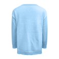 thumbnail image 6 of Comdrip Women's Asymmetrical Off Shoulder Knit Sweater Long Sleeve Loose Fit Wrap Fall Pullover with Side Buttons Blue L, 6 of 6