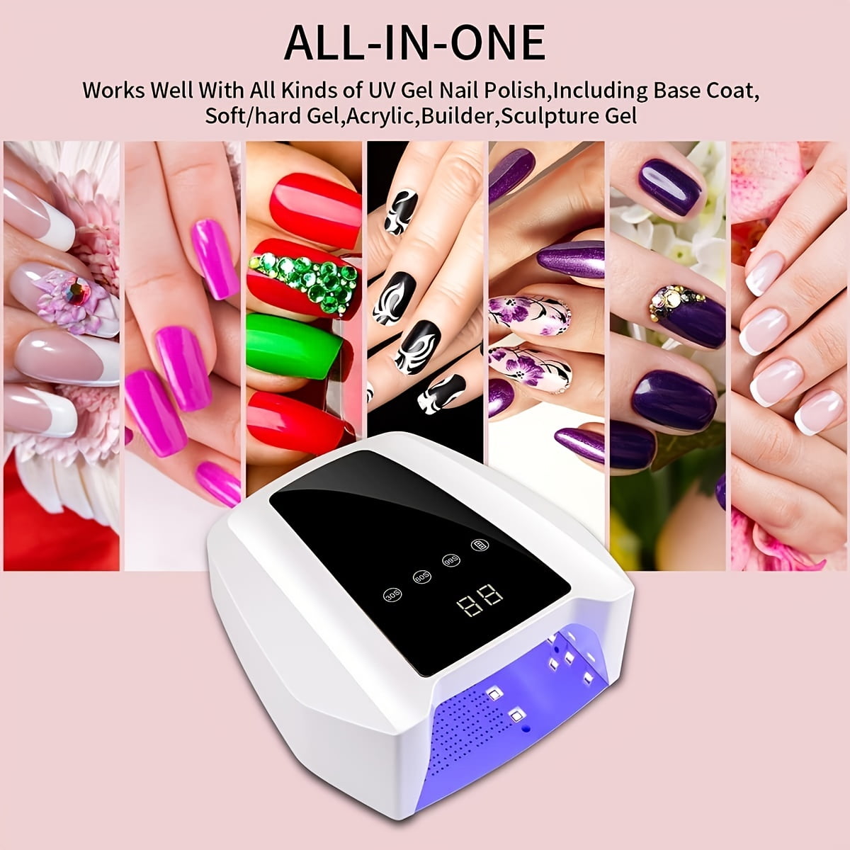 72W Wireless Rechargeable UV LED Smart Sensor Nail Lamp Powerful Fast Drying Nail Dryer