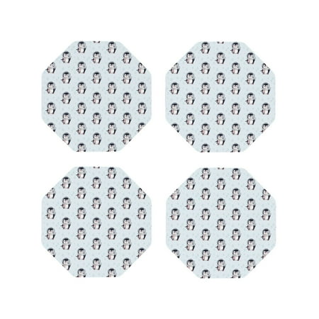 

Tideii Cute Penguin with Scarf for Leather Coasters 4 Pieces Anti-fouling and Anti-scalding Decorative Coasters Suitable for Restaurants Kitchens Coffee Shops-Octagon