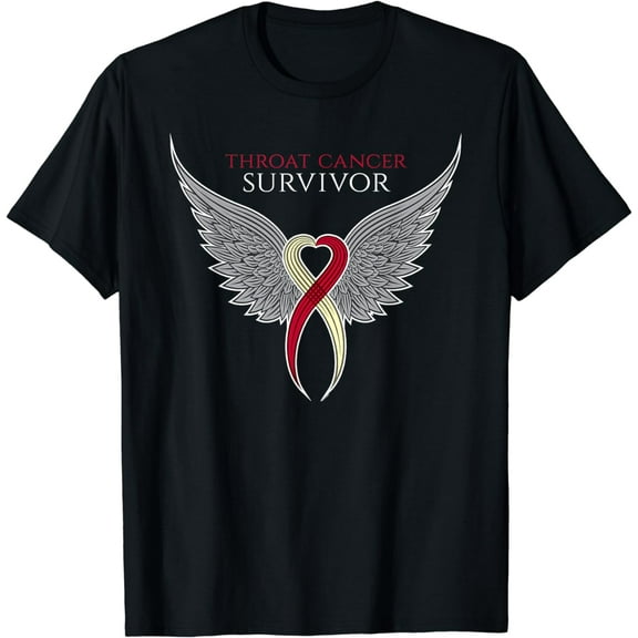 Throat Cancer Survivor Awareness Ribbon with Wings Gift T-Shirt