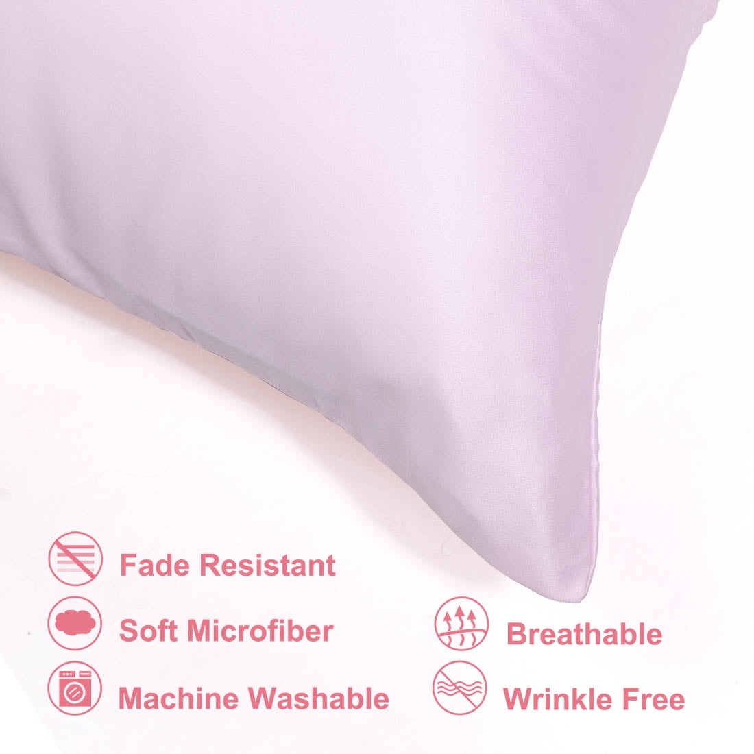 Unique Bargains Set of 4 Silky Satin Pillowcases Pillow Cover Lavender Gray Travel