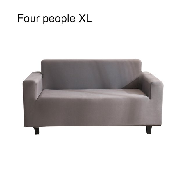 kurtrusly Solid Color Sofa Cover Elastic Couch Dust-proof Anti-slide Slipcover 1/2/3/4 Seater Covers Protector Full Coverage Silver gray XL