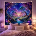 thumbnail image 1 of Magical Forest with Glowing Lotus Flowers and Waterfall, Dreamy Fantasy for Nature Lovers, Digital Art Wall Decor, Holiday Gift, Tapestry Wall Hanging for Bedroom and Living Room, 1 of 5