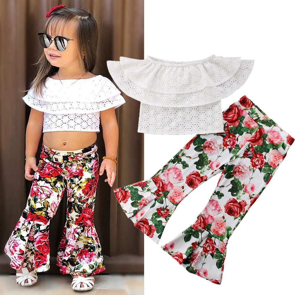 MIOIM 2PCS Infant Toddler Baby Girls Tassel Crop Tops Shorts Bottom Outfits