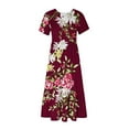 thumbnail image 3 of Fankiway Robe Longue Ample à Manches Courtes avec Poche et Col Rond Imprimé pour Femmes Rondes Robes de Printemps pour Femmes 5848, 3 of 4