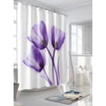 thumbnail image 3 of Fsddascl Luxury Purple Tulip Shower Curtain Set - 66" x 72" Washable Bathtub Curtain with 12 Hooks, Watercolor Spring Rustic Floral Waterproof Fabric Stall Shower Curtains for Bathroom/Bathtub, 3 of 6