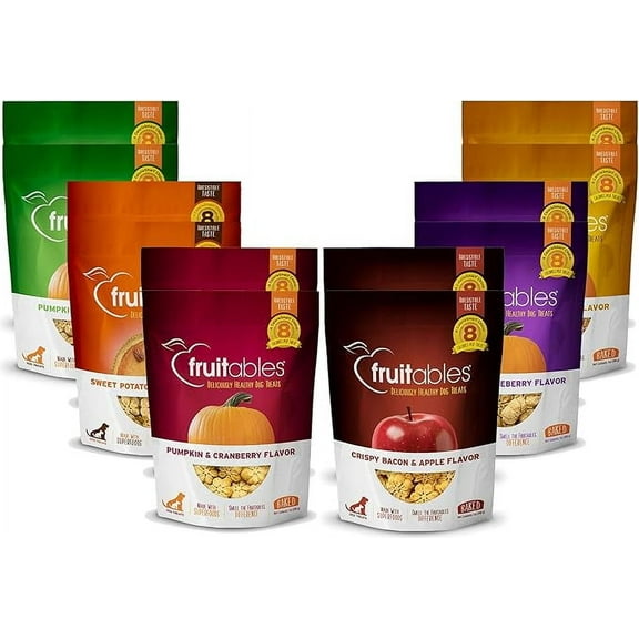 Fruitables Pumpkin Dog Treats, 7oz, Crunch Variety 12-Pack