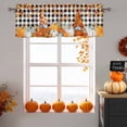 thumbnail image 6 of Valances for Windows Thanksgiving Pumpkin Gnome Rod Pocket Short Curtain for bathroom living room bedroom Fall Leaf on Black Plaid 1 Panel 54x18in, 6 of 9