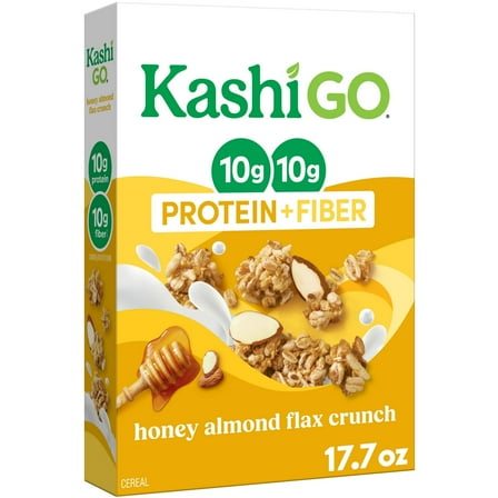 Kashi GO Protein Cereal, 10g Protein, 10g Fiber, Honey Almond Flax Crunch, 17.7oz Box (1 Box)