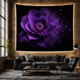 thumbnail image 6 of Purple Rose in Full Bloom with Disintegrating Petals Against Black Background Moody Fantasy for Art Lovers Dark Floral Wall Art Housewarming Gift Tapestry Wall Hanging for Bedroom and Living Room, 6 of 7