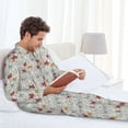 thumbnail image 4 of Salouo Funny Cat White Print Button-Front Long Sleeve Pajama Set for Men, Soft 2Pjs Men's Long Sleeve Sleepwear -XX-Large, 4 of 7