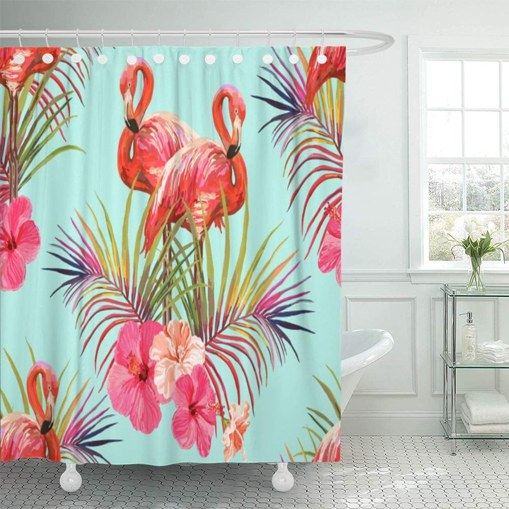 KSADK Colorful Beautiful Floral Summer with Tropical Palm Leaves Flamingo  Hibiscus Perfect Shower Curtain 66x72 inch - Walmart.com
