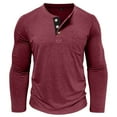 thumbnail image 4 of Maean Mens Long Sleeve Top V Neck Button Golf Shirts Pullover Basic Solid Color Outfits with Pockets, 4 of 6