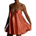 thumbnail image 2 of Qiylii Women's Casual Chain Sling Dress Deep V-Neck Backless Short Dress Solid Color Cutout Sexy A-line Party Dresses, 2 of 2