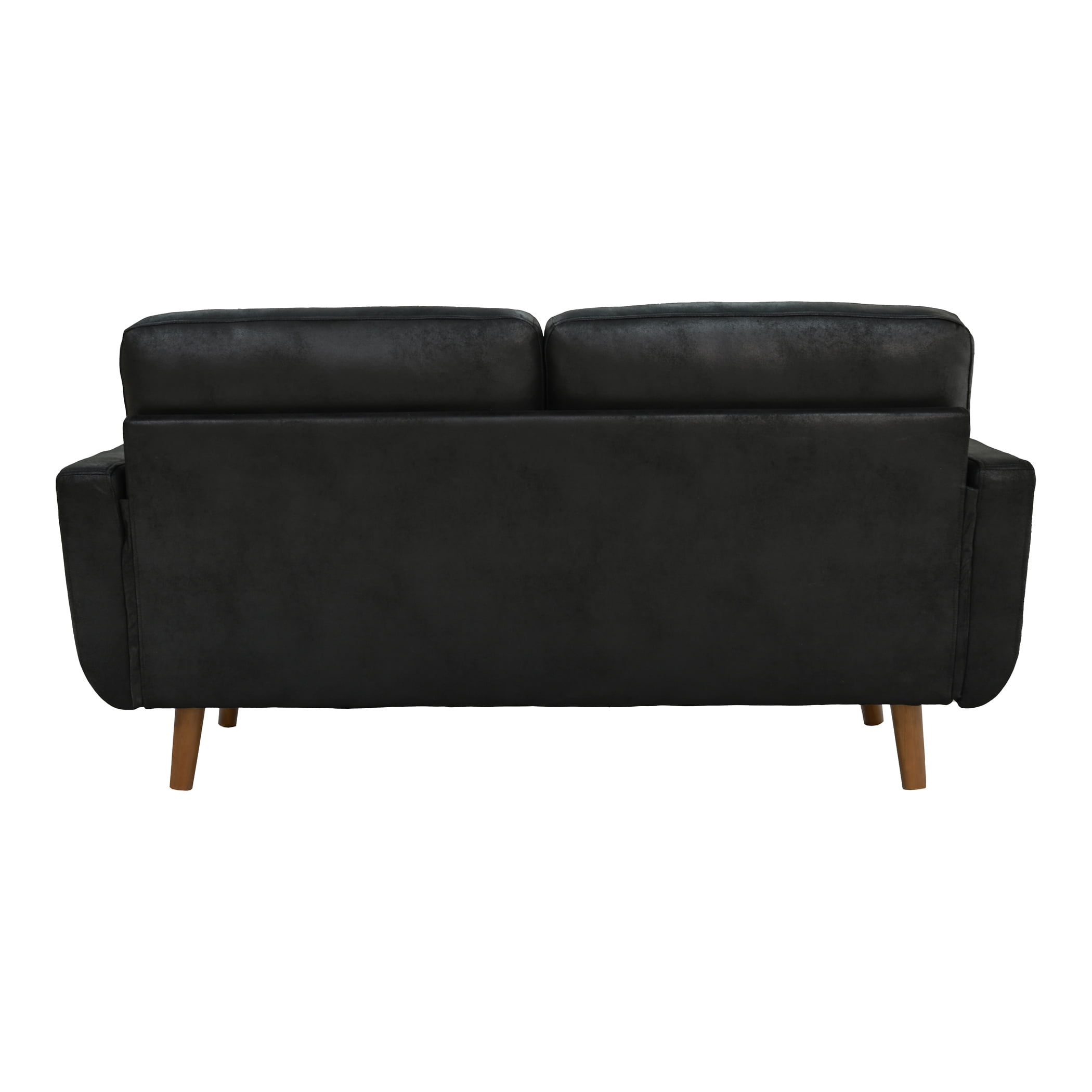 Aukfa 65" Small Sofa Loveseat Couch Comfy Mid Century Modern Sofa for Living Room Bedroom, Foil Fabric, Black