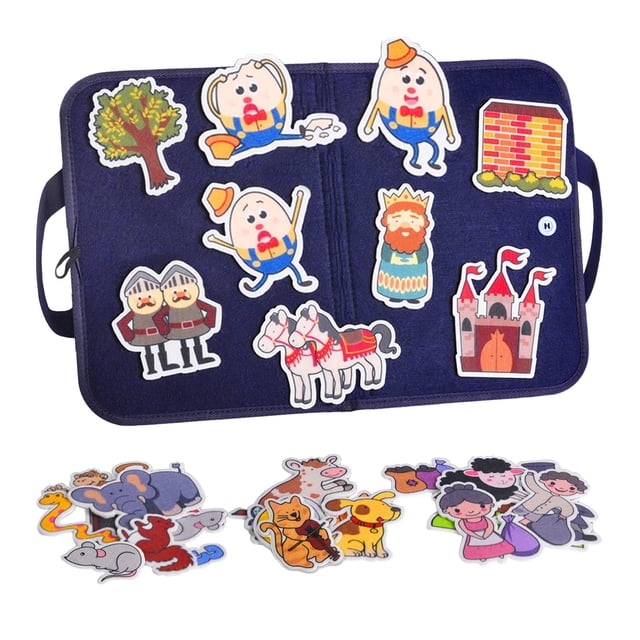 Tablero de cuentos de fieltro portátil para niños de 1 a 5 años Grils guardería sensorial aprendizaje regalos del Día de San Valentín para figuras cortas